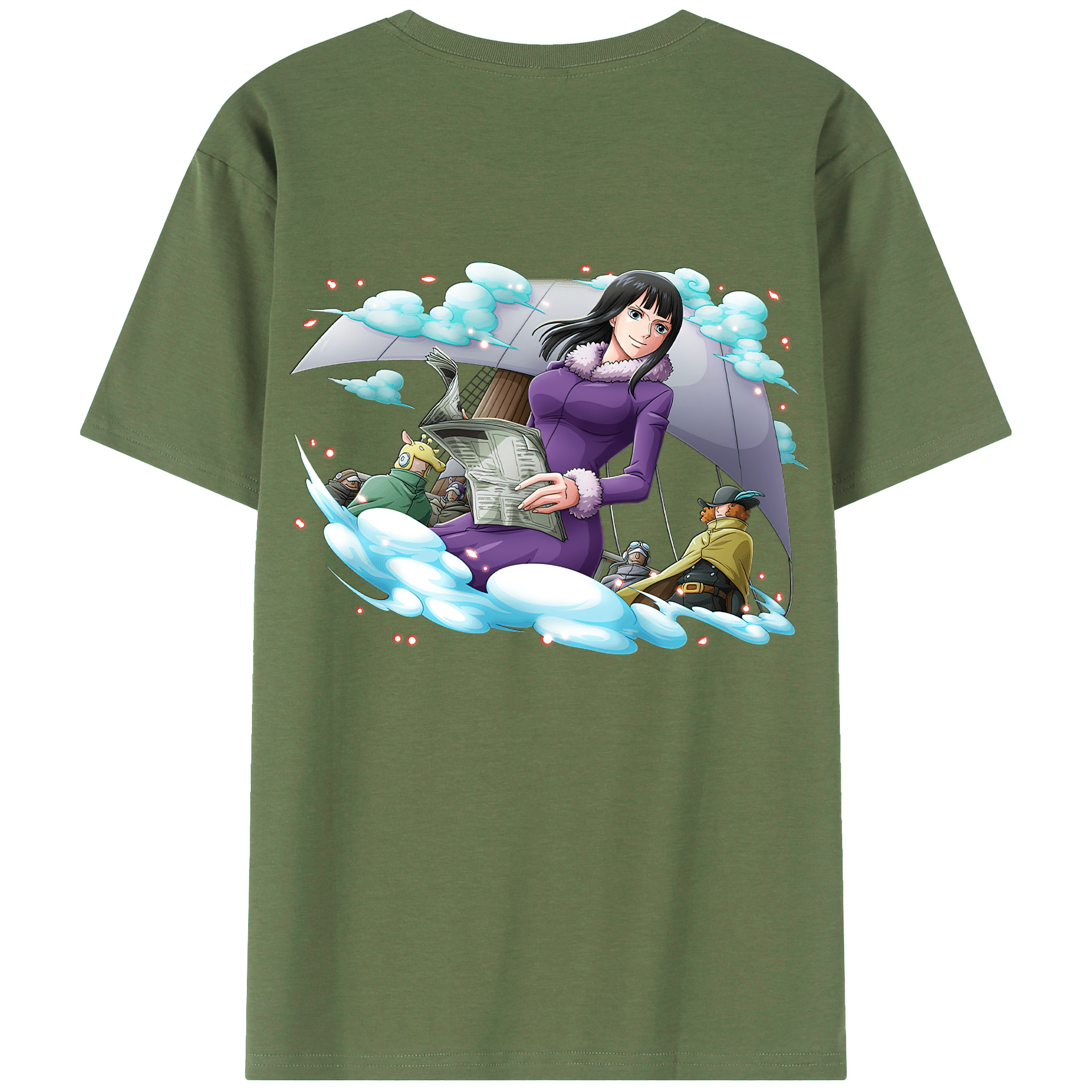 ワンピース ニコ・ロビン ONE PIECE Nico Robin 綿100％ メンズ半袖Tシャツ（バックプリント） 通気性